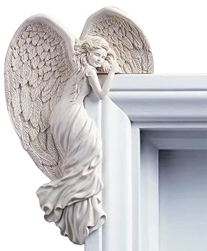 Engel Deko Figur Engel der Erlösung Wandskulpturen Engelfigur mit Flügel Schutzengel Türdeko Angel Dekofigur Weihnachtsengel Wanddeko Engelkind Skulptur Geschenk Geburtstag Weihnachten Advent
