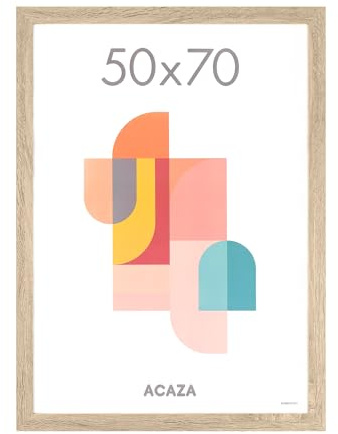 Acaza Picture Frame 50x70cm Light Oak, Wall Decoration for Posters, Photos, jigsaw puzzles of 1000 pieces & Prints, Wood Frame with Plexiglass (19.7 x 27.6 inch)