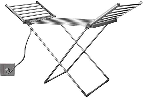 DUTIL Stendibiancheria Elettrica, 50Hz/230W Stendibiancheria Riscaldata Elettrica A Bassa Energia, Stendibiancheria Portatile Pieghevole Scaldasalviette Stendibiancheria Riscaldante Stabile Piedini X