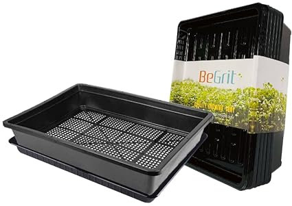 BeGrit 10 Pezzi Vassoi Semina Plastica 37 x 30cm Germinazione Semina Vaschette Grande Semenzaio vassoio per microgreens rettangolari semi in plastica per Serra Idroponica Giardino Verdura Frutta Seme