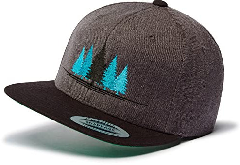Cap Herren Flexfit Snapback : Natur Wald - Kappi für Naturliebhaber Herren & Damen Baseball Cap Kappe Mütze Outdoor Kletter Ausrüstung Wander Zubehör (Charcoal/Black)