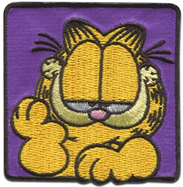 Comercial Mercera Garfield Aufnäher zum Aufbügeln 5,5 x 5,6 cm Bügelbild für Erwachsene Kinder mit Comic Katze Kult Fan, Bügelpatch Patches Bügelflicken Geschenk