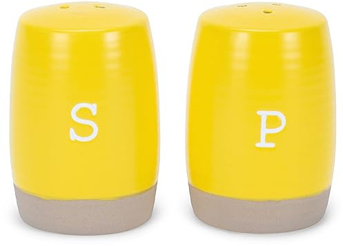 Nat & Jules Raw Bottom Yellow 3 x 2 Ceramic Salt and Pepper Shaker 2 Piece Set
