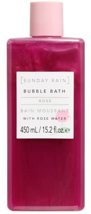 Sunday Rain Reviving and Hydrating Luxury Rose Oil Bubble Bath for Body, Vitamin A and Antioxidant Infused for Renewing and Evening Skin Tone, Fresh Rose Petals Scent, 450ml