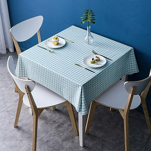 XQSSB Tischdecke Jacquard Tischwäsche Anti Heißes PVC Lotuseffekt Tischtücher mit Zarten Pastelltönen Grün Weiß 130 × 130cm