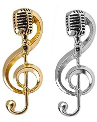 ARFUKA Set di 2 spille smaltate per microfono, spille da bavero per vestiti, gioielli regalo per gli amici, Metallo