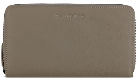 bugatti Mira Lange Damenbörse mit RV aus echtem Leder, Geldbörse mit RFID-Schutz, Taupe