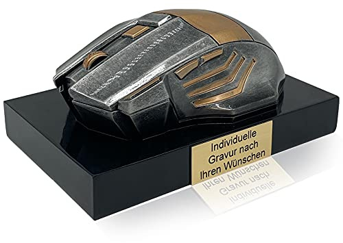 Gaming Deko Controller Pokal | Gamer Geschenk Personalisiert | Geschenkideen für Männer mit Wunschtext | Zocker Gadget Trophy in 4 Varianten | Boyfriend Gift E-Sport Pokal (Gaming Maus)