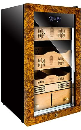 Elektrischer Humidor Zigarren Präzise Luftfeuchtigkeits- Und Temperaturregelung Humidor Schrank Mit Kühlung Cigar Humidor Cabinet Mit Regalen Aus Spanischem Zedernholz Und Schublade