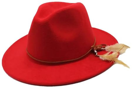 Feste Damenhüte für Damen, elegante Fedoras-Kappen, formale Fedora-Kappen, rot, 7/7 1/8