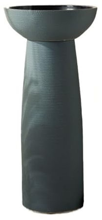 Fregadero de baño con pedestal de cerámica, lavabo artístico redondo for lavabo de baño, lavabo de columna de pie combinado con grifos, kits de drenaje, etc. (Size : E)