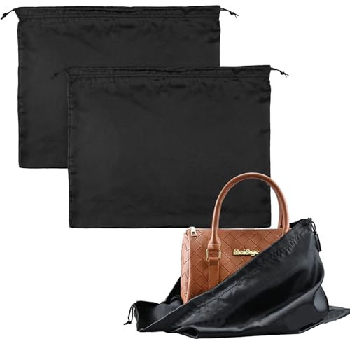 Confezione da 2 sacchetti per la polvere per borse, sacchetti antipolvere con coulisse, sacchetti di stoffa portatili per borse, borse, scarpe, stivali da viaggio, Nero