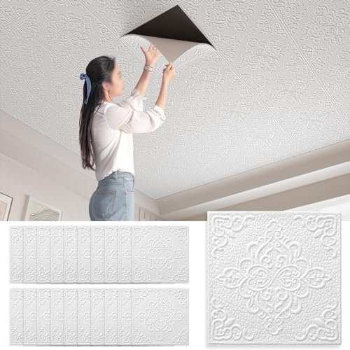 20Pcs Decorative 3D Wall Panels,35x35cm Brick Wallpaper Self Adhesive Wall Panelling XPE Foam Panel Wall Tiles for Bedroom Kitchen Living Room Ceiling Home Decor (002)