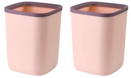 Corbeille à Papier Poubelle, plastique, carrée sans couvercle avec anneau de pression for la maison, la cuisine, le bureau, corbeille à papier, grande/petite, noir/gris/rose, lot de deux Poubelle De B