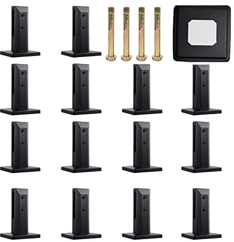Generic Pinces De Poteau De Garde-Corps En Verre En Acier Inoxydable 304 - ClôTure De Balcon De Piscine Supports De Montage En Verre De Sol Pour Pince De Verre D'Escalier,Noir,160mm