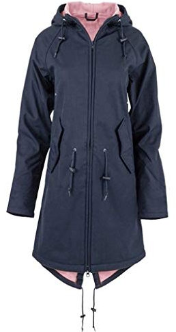 Wasserdichte Damenjacke mit Kordelzug an der Taille, langer Regenmantel für Frühling, Herbst, leichter lässiger Parka mit Taschen, atmungsaktiver Outdoor-Windbreaker, Damen-Übergangsmantel, navy, 46