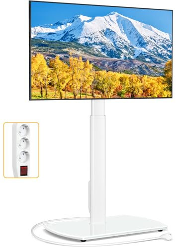 TV Ständer Weiß TV Bodenständer für 32-65 Zoll Fernseher bis zu 35 kg， Höhenverstellbar Fernsehständer Schwenkbar TV Standfuß Max. VESA 400x400mm
