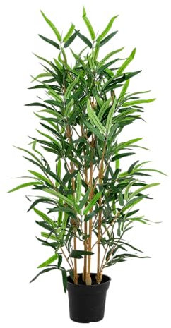 Blooming Artificial Artificial Fake Bamboo Plant in Plastic Pot - 95cm / 3ft Indoor Tree (1, 95cm / 3ft)