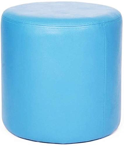 Runder Leder-Pouf, Ottomane, Fußhocker, stilvolle kleine Bank mit Stauraum, Massivholz, quadratischer Tisch für Wohnzimmer und Couchtisch, moderne Möbel-Akzentstück