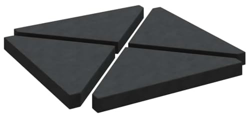 vidaXL Schirm-Gewichtsplatten 4 STK. Schwarz Granit Dreieckig 14 kg, Schirmgewicht, Schirmständer, Schirmhalter, Sonnenschirmständer