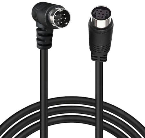 HTGuoji 9 Pin Mini DIN Cable,90Degree Right Angle Male To Female S-Video Cable, Mini 9-pin DIN Cord For TV, Receiver Monitor And VCR (3 meter/9.8FT)