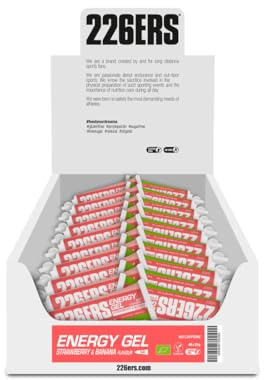 226ERS Bio Energy Gel | Geles Energéticos de 25gr con Sales Minerales, Geles Ciclismo y Runnning, Fresa y Plátano - 40 unidades