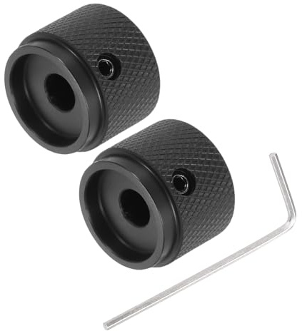 QUARKZMAN 2Pcs Boutons de Guitare en Métal 6x20x15,5 mm avec Clé Noir Mat | Boutons de Contrôle de Volume et de Tonalité en Forme de Dôme pour Guitare Électrique Basse,