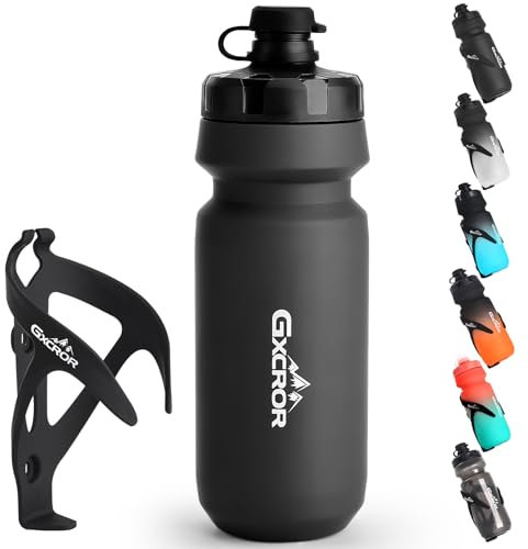 GXCROR Bike Water Bottle Holder with Bottle Combo, Lightweight, Durable & Secure Water Bottle Cage Set, Easy Installation, Fit for Sport Outdoor Cycling, MTB Road