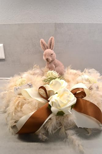 Generisch Osterkranz Ostergesteck Natur Tischkranz Federn Hase Kunstblumen Deko Ostern