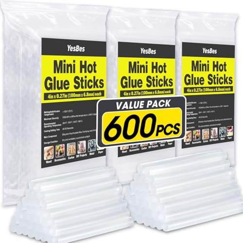 600 Pack Mini Hot Glue Sticks, 4 Long x 0.27 Diameter Glue Sticks for Mini Glue Guns, Multipurpose for Wood, Metal, Glass, Plastic, Floral, Fabric, Leather, Foam, Floral