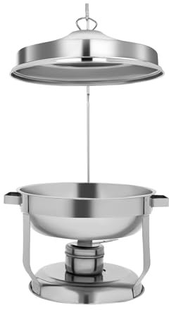Heeclusx Space Saving 4.5L Chafing Dish Buffet with Hanging Lid Double Pot Design Buffet Food Warmer Silver Stainless Steel Serving Dishes