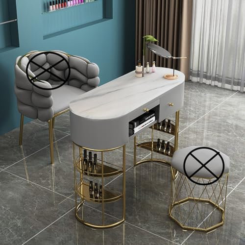 Stilvoller, funktionaler Tisch, Maniküretisch, Maniküretisch für Nageltechniker, Maniküretisch, professioneller moderner Arbeitsplatz für Nagelschönheiten, Marmor-Salon, Spa-Nageltisch, Make