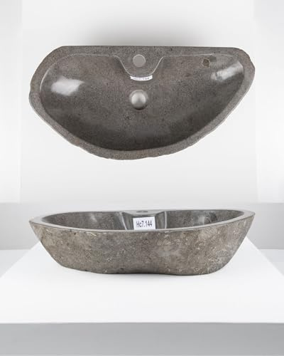 70 cm Naturstein Waschbecken Aufsatzwaschbecken aus Flussstein Findling für Gäste WC Bad Handwaschbecken Waschschale Wohnfreuden