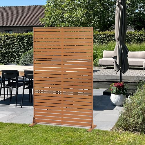 casa.pro Trennwand Nodepp Raumteiler 180 x 120 cm Sichtschutz Outdoor Indoor Raumtrenner Terrasse Balkon Cortenstahl Paravent Edelrost