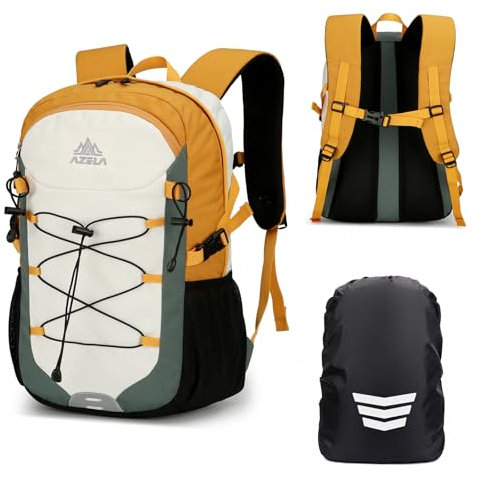 GES Multi-Functional 30L Hiking Backpack with Rain Cover, Durable Hiking Rucksack for School, Work, Camping, Trekking, Cycling & Outdoor Sports (Green)