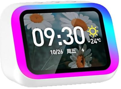 Knoruley Altavoz Bluetooth Inteligente con Pantalla Grande y Control de Temperatura, Altavoz de Mesa con FM, Decoración de Oficina, Color