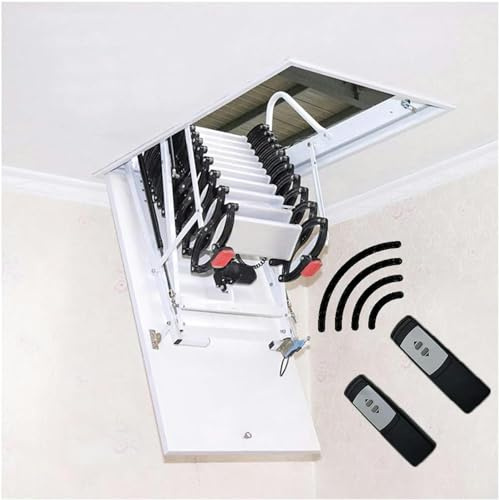 Remote Control Ceiling Folding Telescopic Loft Ladder with Handrails - Space-Saving Solution for Easy Access to Attic or Loft