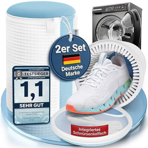 Schuhwaschbeutel Waschmaschine 2er Set – Wäschesack für Schuhe & Sneaker | Schützt Sneaker & Stoffschuhe beim Waschen – robustes Netzmaterial mit stabilem Reißverschluss im 2er-Set