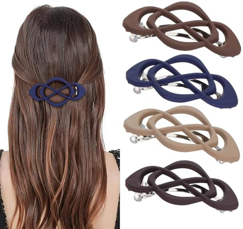 Tyqour 4 Stück Haarspangen Damen mit Kreuzdesign Französische Große Haarspange Automatische Haarklammer Set Retro Haarclips Damen Vintage French Hair Clips für Frauen Mädchen