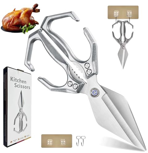 Multifunctional Heavy-Duty Kitchen Shears, Heavy Duty Scissors for Food with Ergonomic Handle, High-Carbon Steel Shears for Chicken, Meat, Seafood