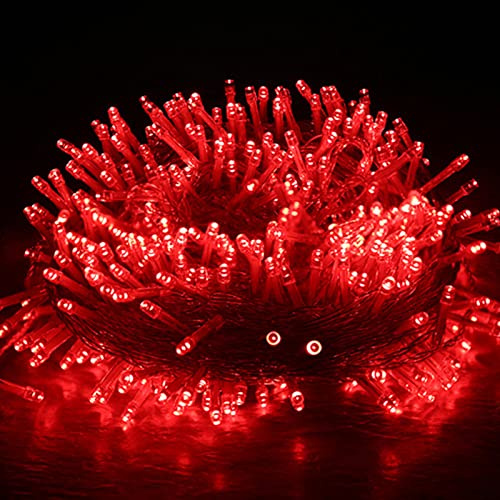 WxiaoD Ghirlanda luminosa di Natale, 100 m, 1000 LED, luci natalizie per interni ed esterni, 8 modalità ghirlanda luminosa per albero per balcone, giardino, casa, decorazione - rosso
