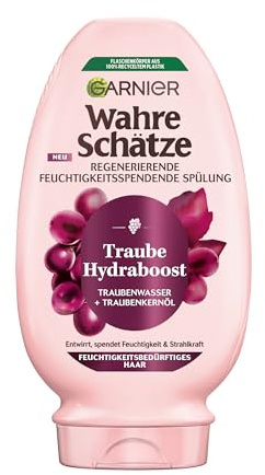 Garnier Wahre Schätze Regenerierende Feuchtigkeitsspendende Spülung Traube Hydraboost, Conditioner für feuchtigkeitsbedürftiges Haar, 200 ml