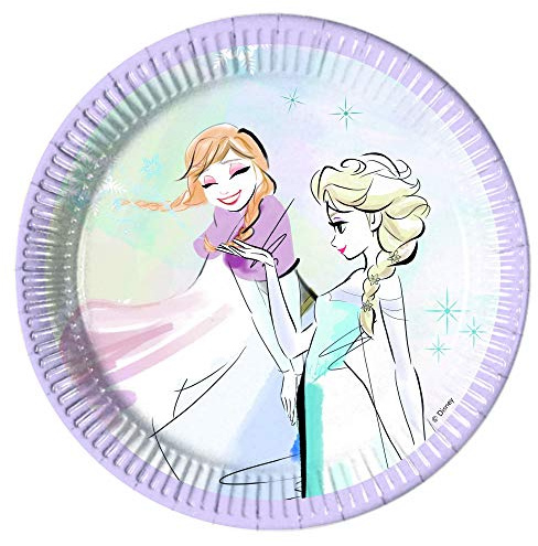 Procos 89097 Disney Frozen Sparkle Pappteller (Ø20cm), 8 Stück, mehrfarbig