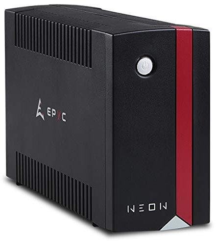 EPYC® NEON - USV für PC, UPS, Unterbrechungsfreie Stromversorgung für Modem Router, 850VA / 480 Watt, Line Interactive Technologie, AVR, 2X Schuko Ausgängen, USV 230v