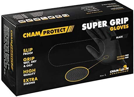 Chamäleon 80 Stk SCHWARZ Gr.XL Nitrilhandschuhe Nitril PROFI Super Grip Einweghandschuhe