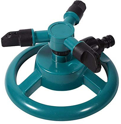 hdfj12142 Irrigatore da Giardino, Irrigatore Automatico per Prato Inglese Sistema di irrigazione Rotante a 360 Gradi a 3 Bracci per Grandi Aree di Prato, Serra, aiuola, Patio-Verde