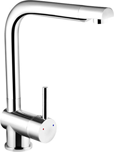 Cornat Spültisch-Einhebelarmatur Solana - Hochwertiger Messingkörper - verchromt - Hoher & 360° schwenkbarer Auslauf / Hochdruck-Armatur / Küchenarmatur / Wasserhahn / SOL5