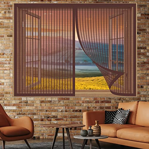Mückenschutz Mückengitter 75 x 50 cm Insektenschutzgitter Kein Bohren Kinderleichte Montage Magnetvorhang Für Balkontür Terrassentür, Braun