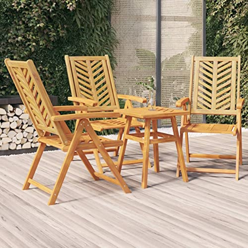 Festnight Gartenstuhl Holz Verstellbar Hochlehner mit Armlehnen 3er Set Balkonstuhl Bistrostuhl Gartensessel Terassenstuhl Garten Essstuhl Stühle Massivholz Gartenstühle Gartenmöbel