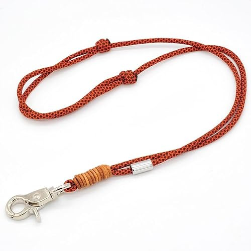 KENSONS for dogs PFEIFENBAND | Orange-Braun | verstellbar | Umhängeband mit kleinem Karabiner für Hundepfeife oder Schlüssel | Schlüsselband | Keychain | handgefertigt